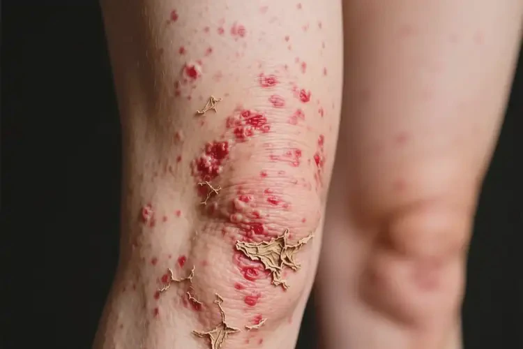 女生大腿上經(jīng)常長濕疹不管它會自己好嗎(圖1)