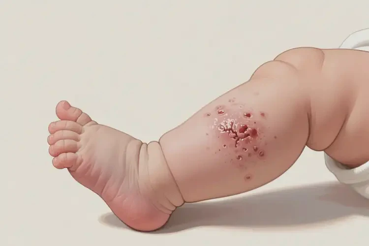 宝宝小腿出现湿疹不管它会自己好吗(图1)