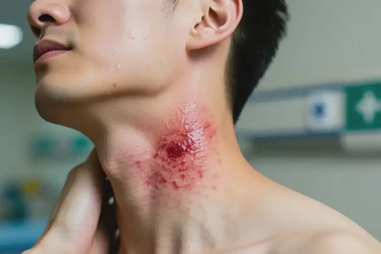 男人脖子有濕疹不管它會(huì)自己自愈嗎(圖4)