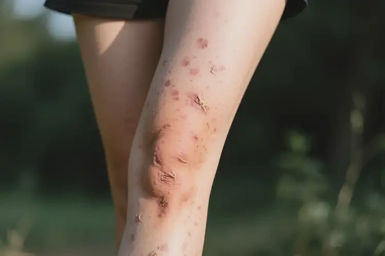 女性大腿出湿疹不管它会自己自愈吗(图2)