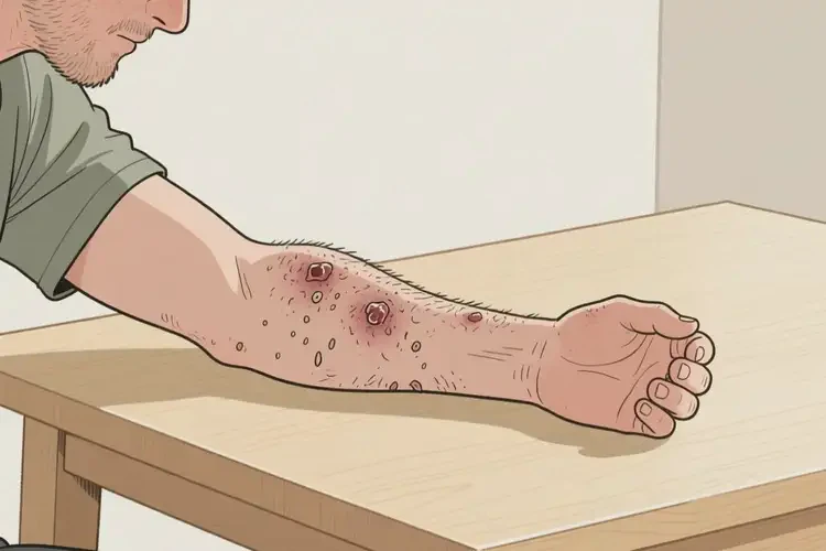 男性手臂容易長濕疹可以徹底自愈嗎(圖2)