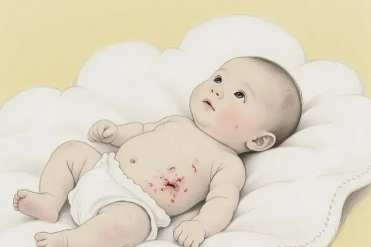 寶寶肚子出現(xiàn)濕疹不管它會(huì)自己好嗎(圖1)
