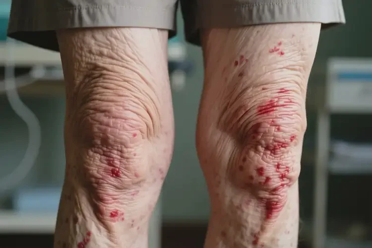 老年人大腿起濕疹不管它會(huì)自己好嗎(圖1)