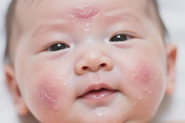 嬰兒臉上容易長濕疹可以徹底自愈嗎(圖1)