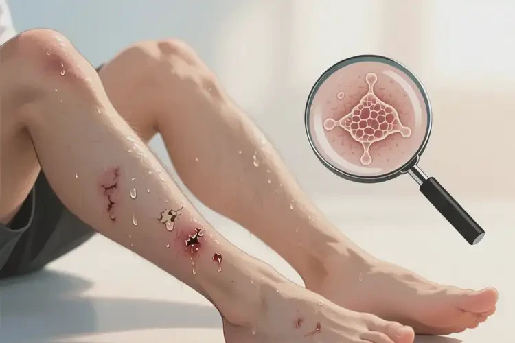 男人小腿容易起濕疹不管它會(huì)自己自愈嗎(圖1)