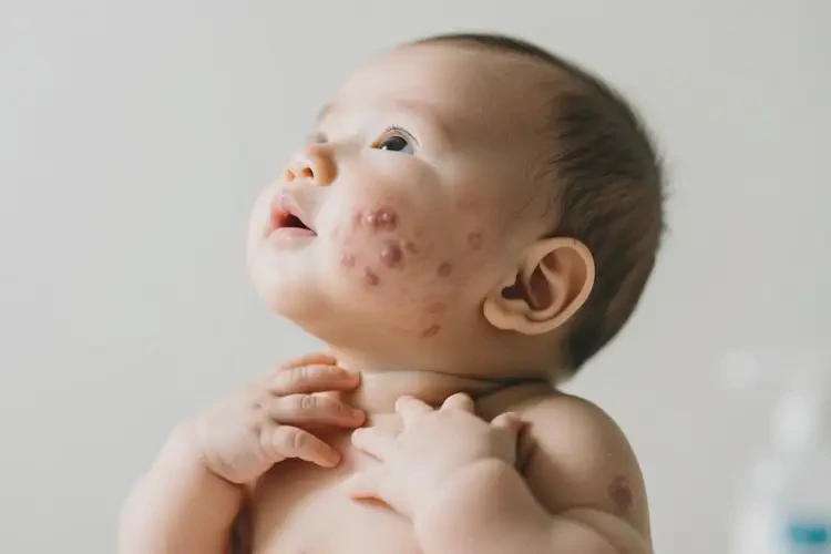 嬰兒脖子上出濕疹不管它會自己自愈嗎(圖1)