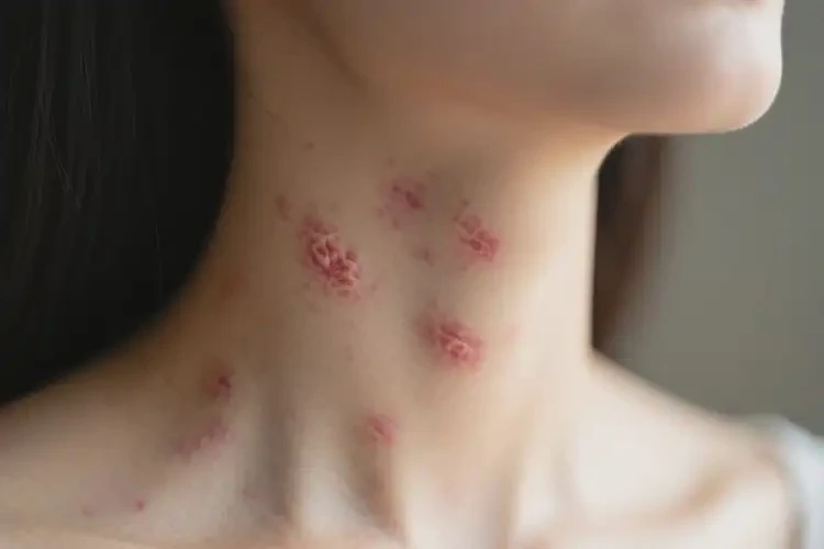 女人脖子上偶爾起濕疹不管它會(huì)自己痊愈嗎(圖1)