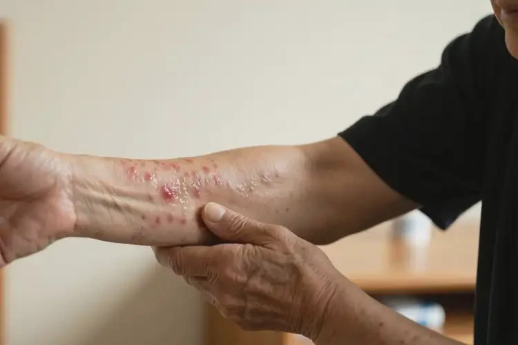 老年人手臂上長濕疹能夠徹底治愈嗎(圖4)