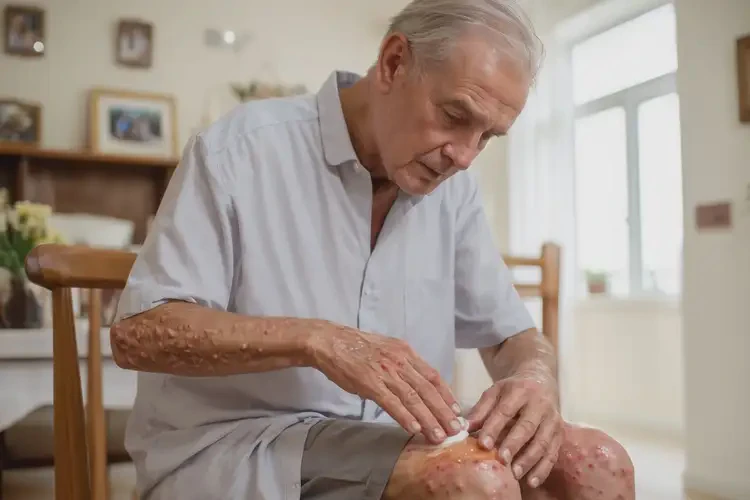老人大腿出現(xiàn)濕疹不管它會(huì)自己好嗎(圖2)