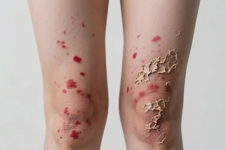 女生大腿上起濕疹不管它會(huì)自己痊愈嗎(圖1)