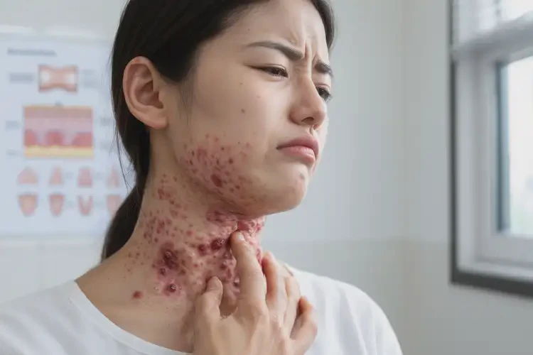 女人脖子上經(jīng)常起濕疹不管它會自己好嗎(圖4)