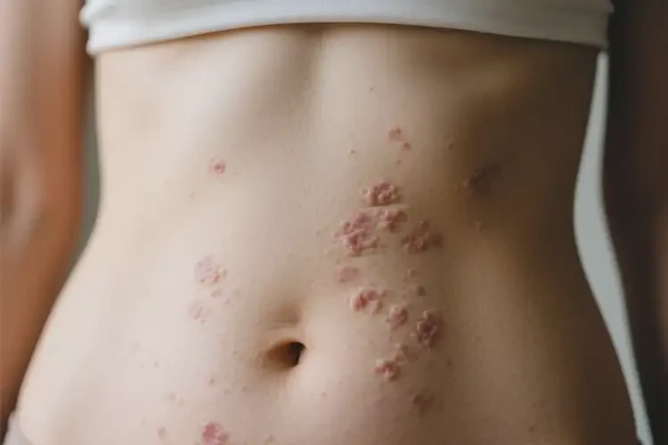 女人肚子偶爾長濕疹不管它會自己好嗎(圖1)