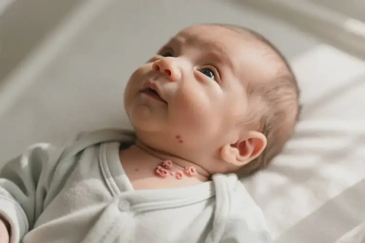新生兒脖子偶爾起濕疹能夠徹底治愈嗎(圖1)