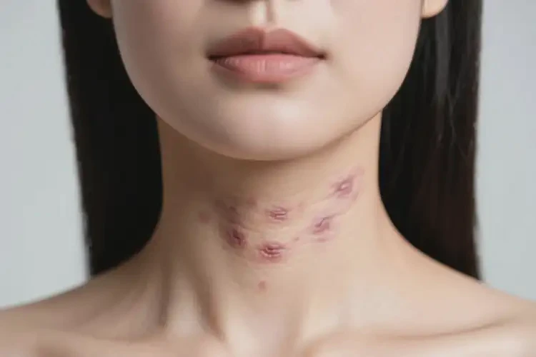 女性脖子上出現(xiàn)濕疹不管它會自己痊愈嗎(圖1)