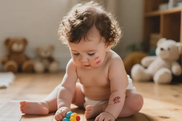 寶寶臉上出現(xiàn)濕疹不管它會(huì)自己好嗎(圖1)