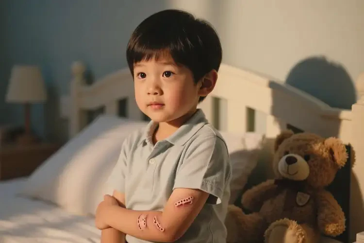 少兒手臂上出現(xiàn)濕疹不管它會自己好嗎(圖1)