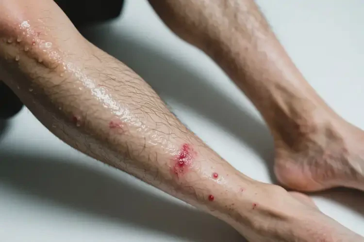 男人小腿偶尔起湿疹不管它会自己自愈吗(图1)