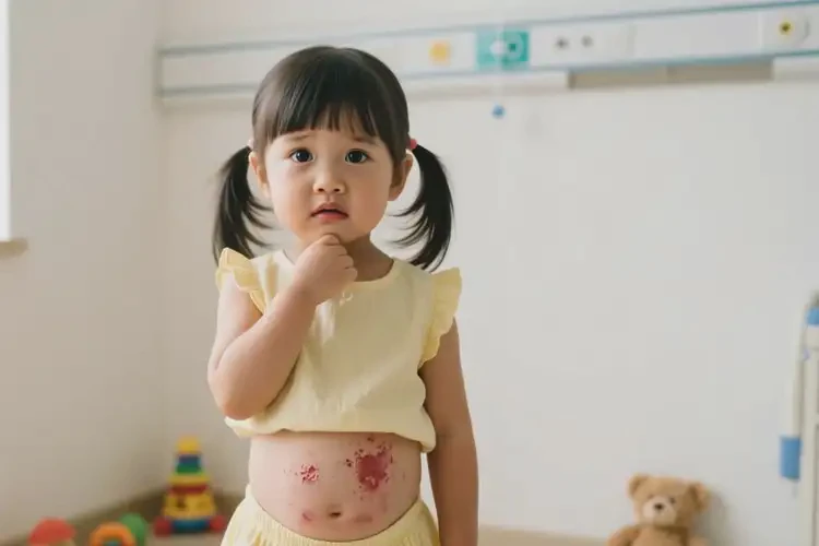 少兒肚子上有濕疹不管它會自己痊愈嗎(圖1)