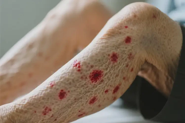 老人小腿上容易起濕疹不管它會自己痊愈嗎(圖1)