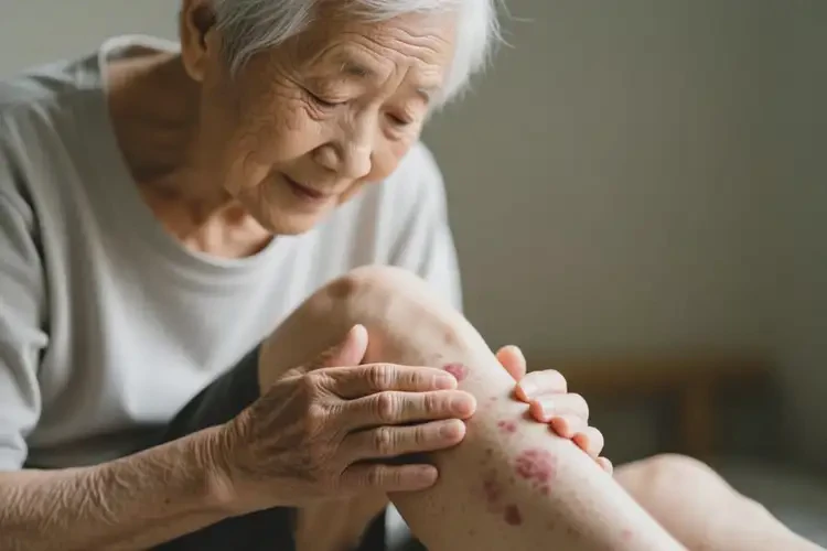 老年人小腿偶爾起濕疹不管它會自己好嗎(圖1)