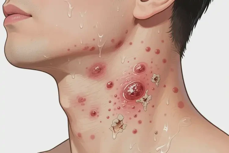 男生脖子上容易長(zhǎng)濕疹不管它會(huì)自己好嗎(圖1)