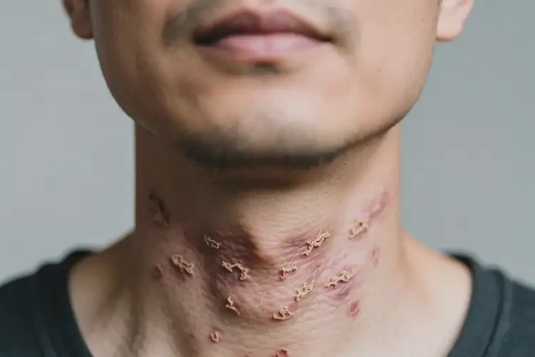 男性脖子出濕疹不管它會自己痊愈嗎(圖1)