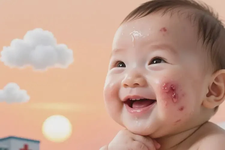 小兒面部出現(xiàn)濕疹不管它會自己痊愈嗎(圖1)