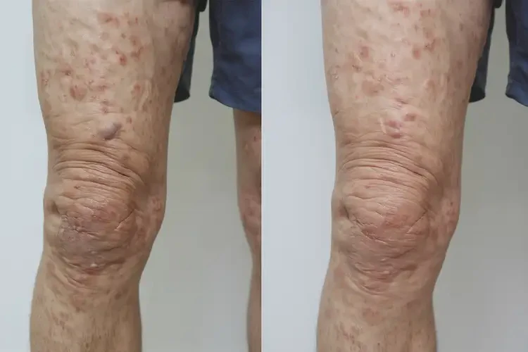 老人大腿上出现湿疹可以彻底自愈吗(图1)