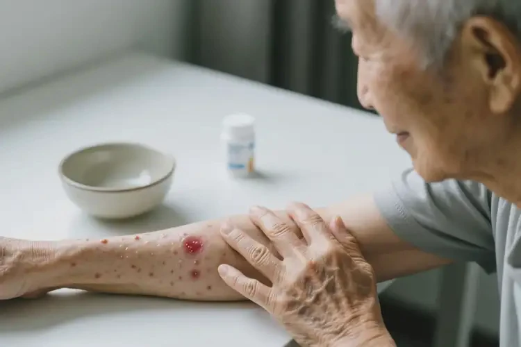 老年人手臂上長濕疹能夠徹底治愈嗎(圖1)