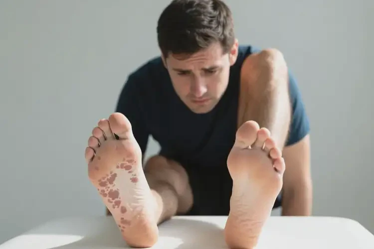 男生腳上長濕疹不管它會自己自愈嗎(圖1)