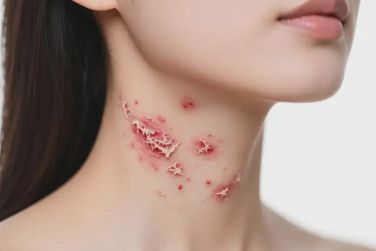 女生脖子上容易長(zhǎng)濕疹不管它會(huì)自己痊愈嗎(圖1)