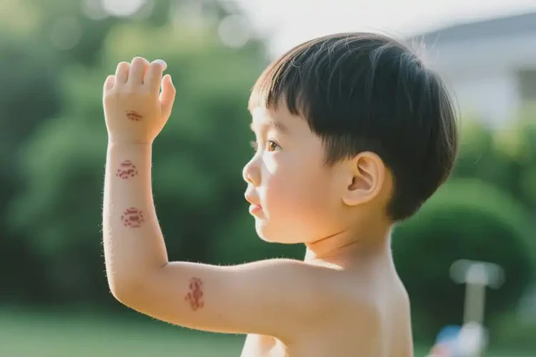 孩子手臂上出現(xiàn)濕疹不管它會自己痊愈嗎(圖1)