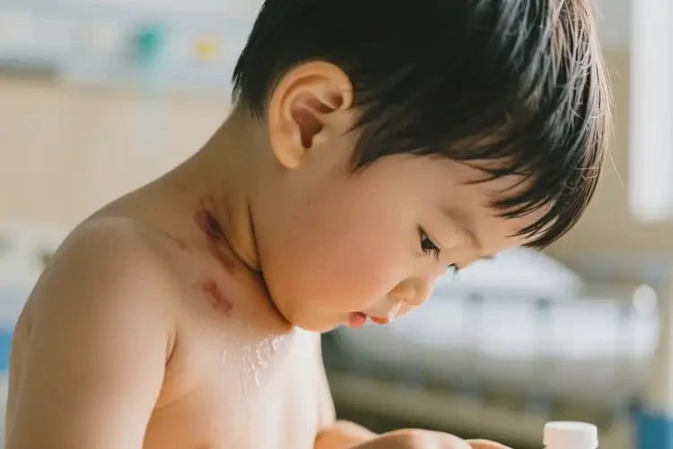 小孩脖子長濕疹不管它會自己自愈嗎(圖1)