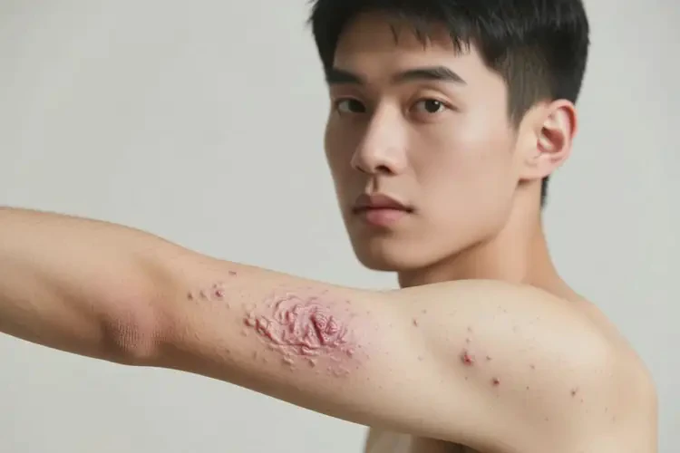 青年人手臂上容易起濕疹不管它會(huì)自己自愈嗎(圖1)