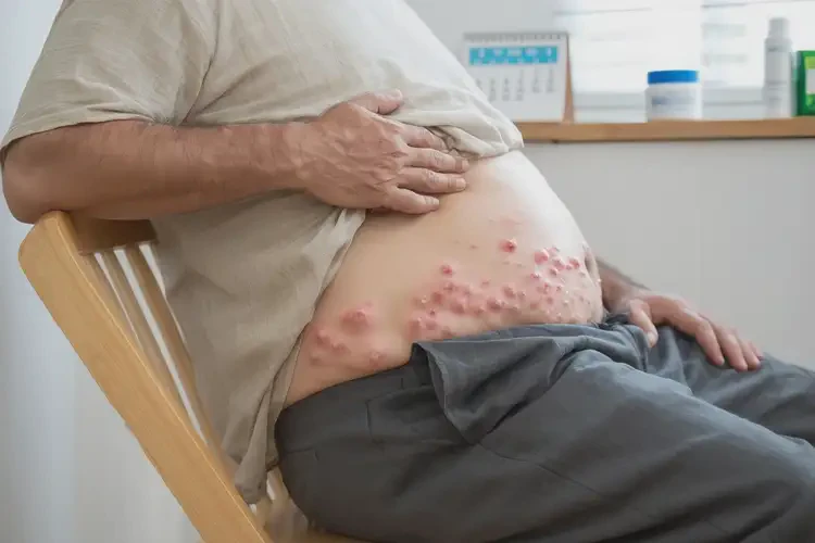 男性肚子上容易起湿疹不管它会自己自愈吗(图1)