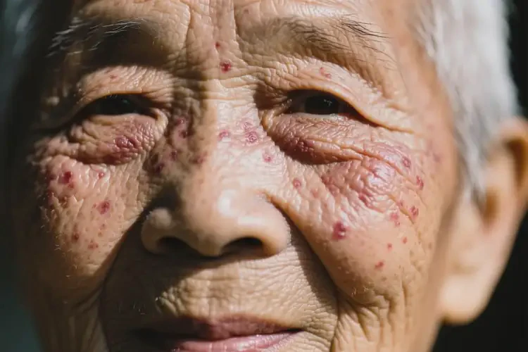 老人面部出濕疹不管它會自己好嗎