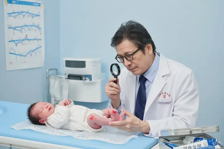 新生兒小腿上出濕疹不管它會(huì)自己好嗎(圖1)
