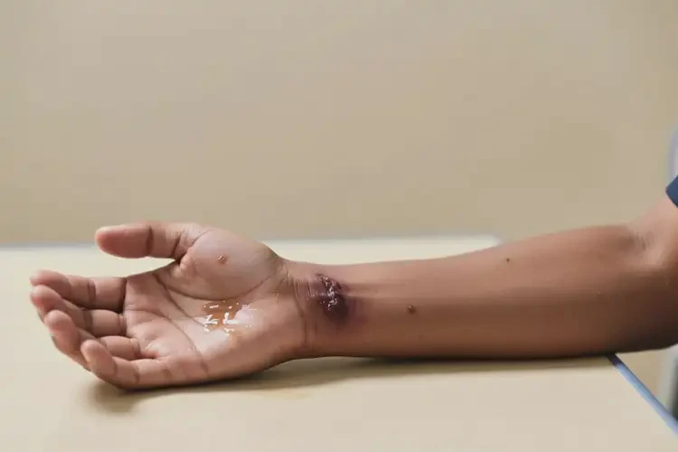 中学生手臂上经常长湿疹不管它会自己自愈吗(图1)