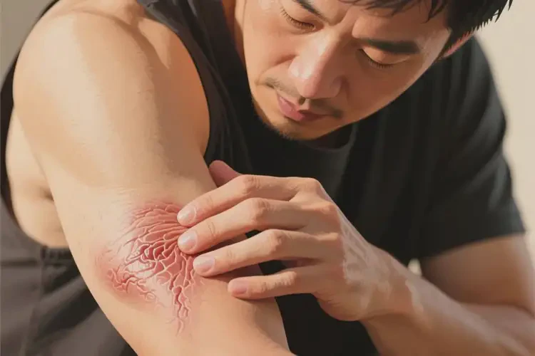 男人手臂上出現(xiàn)濕疹不管它會自己好嗎(圖2)