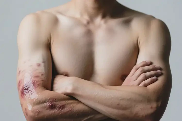 男人手臂上偶爾長濕疹不管它會(huì)自己自愈嗎(圖1)