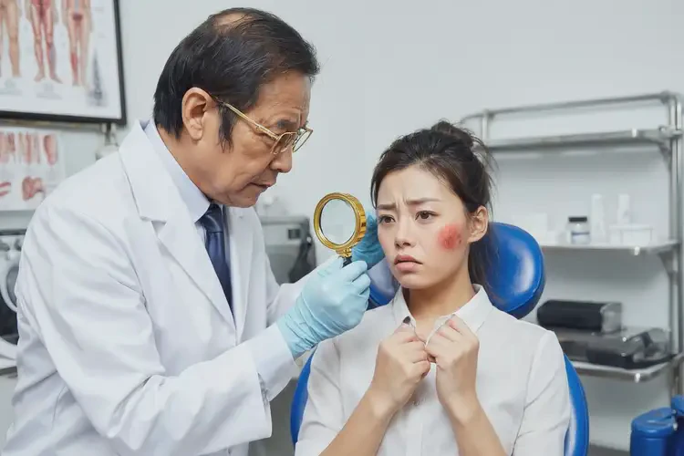 女生面部有濕疹不管它會(huì)自己痊愈嗎(圖1)