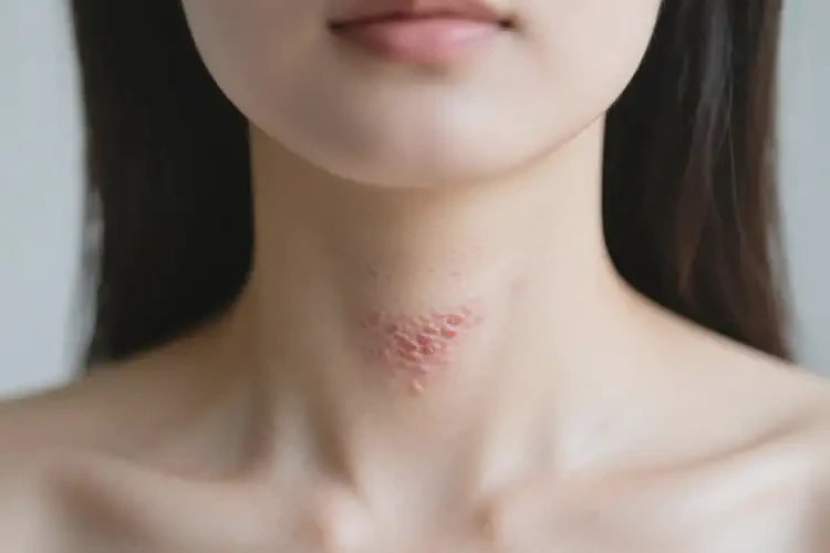 女人脖子出现湿疹不管它会自己痊愈吗(图2)