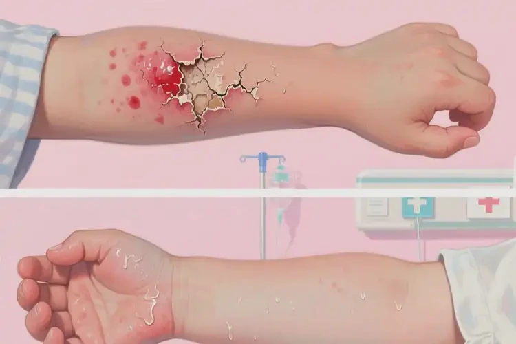 少儿手臂偶尔长湿疹可以彻底自愈吗(图1)