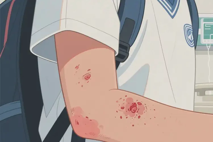 中学生手臂上偶尔长湿疹不管它会自己自愈吗(图1)