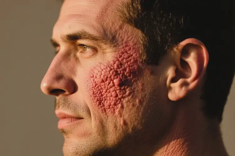 男人面部出現(xiàn)濕疹能徹底自愈嗎(圖1)