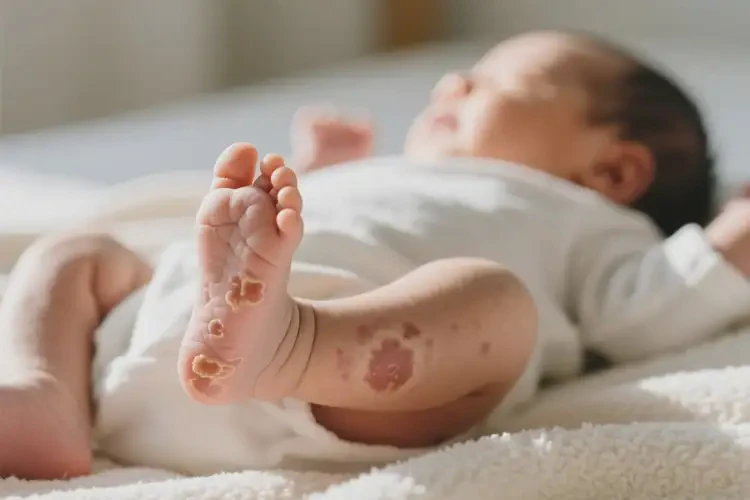新生兒腳上經(jīng)常起濕疹不管它會自己痊愈嗎(圖3)