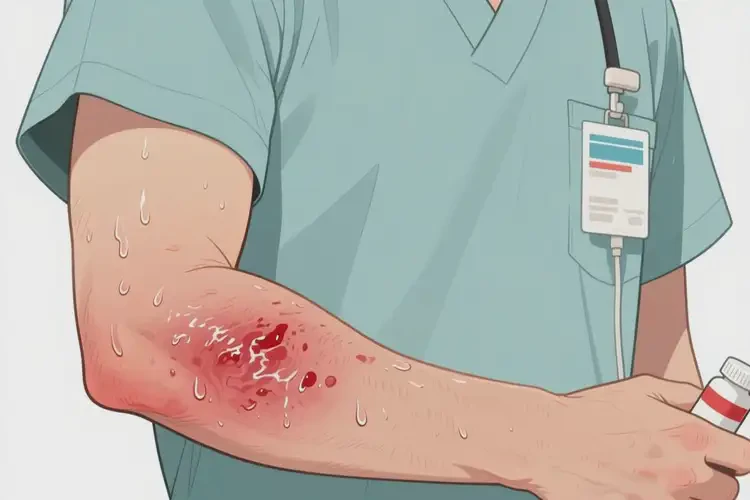 男人手臂上出濕疹可以徹底自愈嗎(圖1)