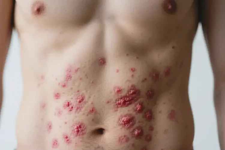 男性肚子上長濕疹不管它會自己好嗎(圖1)
