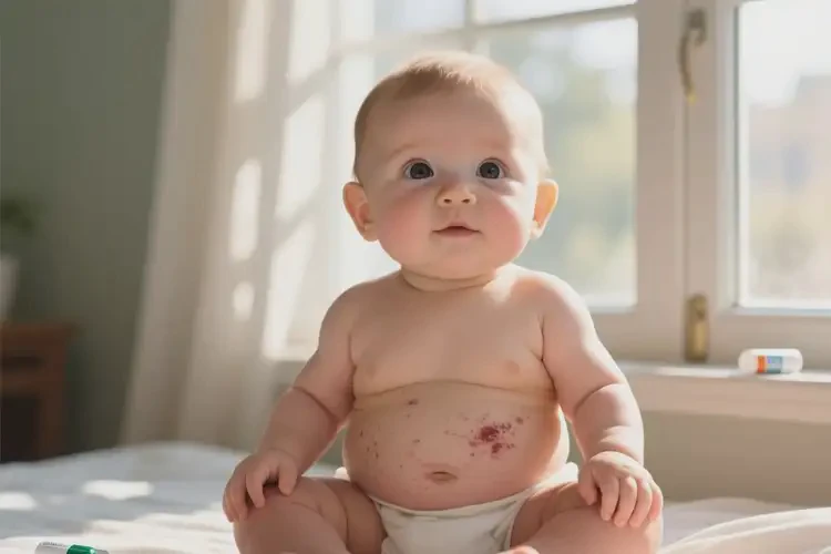 嬰兒肚子上出濕疹不管它會(huì)自己痊愈嗎(圖2)