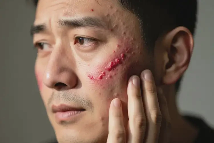 男性臉上經(jīng)常長(zhǎng)濕疹不管它會(huì)自己好嗎(圖1)